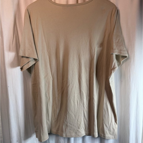 Quacker Factory Tan Rhinestone Shell V-Neck Tee - Picture 6 of 6